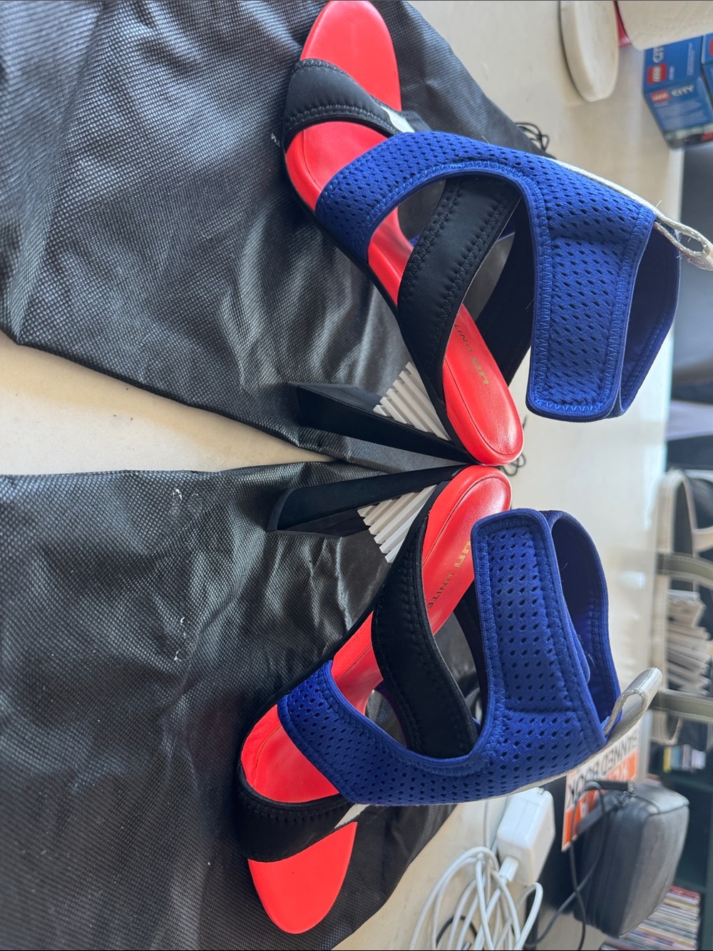 United Nude Blue and Red Open-Toe Block Heel Sandals by - Picture 6 of 10